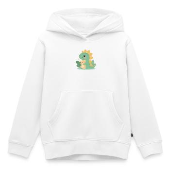 Petit dinosaure de dessin animé avec un ours en peluche – Mignon - Sweat Premium à capuche enfant bio - blanc - Devant - AI Model Kid Female (0cm)