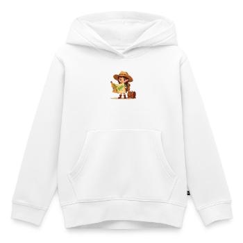 Little comic book explorer with treasure map and chest - Kids Premium Organic Hoodie - white - Front - AI Model Kid Female (0cm)