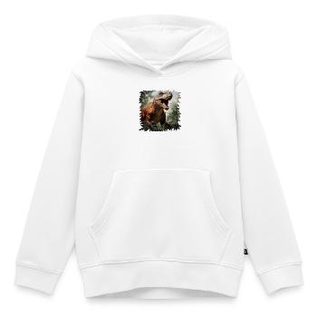 Un T Rex géant dans la jungle - Sweat Premium à capuche enfant bio - blanc - Devant - AI Model Kid Female (0cm)