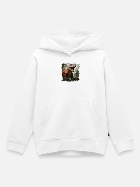 Riesiger T Rex im Dschungel - Kinder Premium Organic Hoodie - Weiß