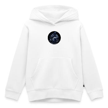 Blue racer on sport motorcycle - Kids Premium Organic Hoodie - white - Front - AI Model Kid Female (0cm)