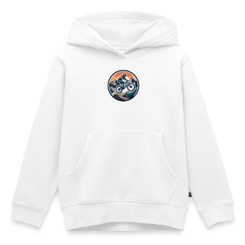 Action VTT d’aventure en montagne - Sweat Premium à capuche enfant bio - blanc - Devant - AI Model Kid Female (0cm)
