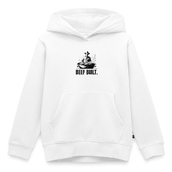 BŒUF CONSTRUIT | T-shirt Carnivore | Steak & Strength - Sweat Premium à capuche enfant bio - blanc - Devant - AI Model Kid Female (0cm)