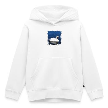 Cygne blanc sur l’eau bleue - Sweat Premium à capuche enfant bio - blanc - Devant - AI Model Kid Female (0cm)