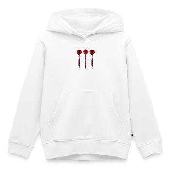 Trio de fléchettes Vols rouges noirs - Sweat Premium à capuche enfant bio - blanc - Devant - AI Model Kid Female (0cm)
