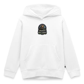 Quête viking : Prêt pour la prochaine aventure - Sweat Premium à capuche enfant bio - blanc - Devant - AI Model Kid Female (0cm)