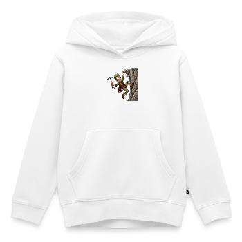 Comic-Bergsteiger am Überhang – Klettern Abenteuer - Kinder Premium Organic Hoodie - Weiß - Vorne - AI Model Kid Female (0cm)