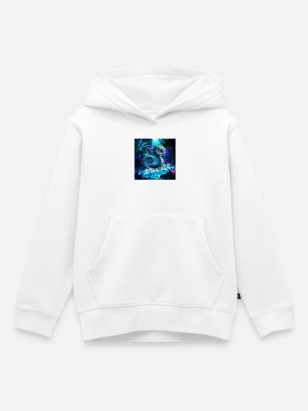 Bläulicher Drache im leuchtenden Dschungel - Kinder Premium Organic Hoodie - Weiß