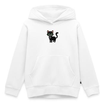 Chat noir mignon - Sweat Premium à capuche enfant bio - blanc - Devant - AI Model Kid Female (0cm)
