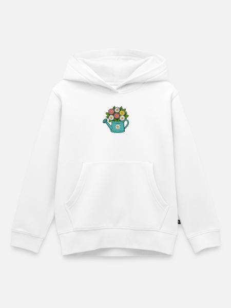 Blütenstrauß Gießkanne - Kinder Premium Organic Hoodie - Weiß