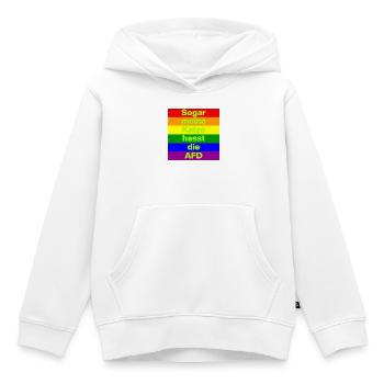 SOGAR MEINE KATZE HASST DIE AFD, NO AFD NO NZS  - Kinder Premium Organic Hoodie - Weiß - Vorne - AI Model Kid Female (0cm)