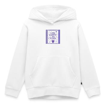 Petit explorateur Grands Rêves Continue d’explorer - Sweat Premium à capuche enfant bio - blanc - Devant - AI Model Kid Female (0cm)