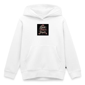 Amour, Loyauté, Pattes, Motif d’amour animal - Sweat Premium à capuche enfant bio - blanc - Devant - AI Model Kid Female (0cm)