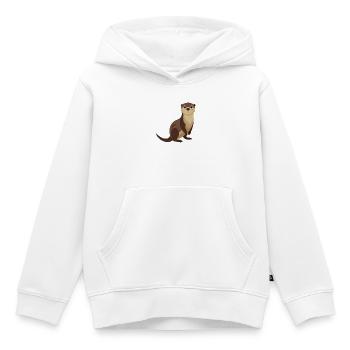 Loutre - Sweat Premium à capuche enfant bio - blanc - Devant - AI Model Kid Female (0cm)