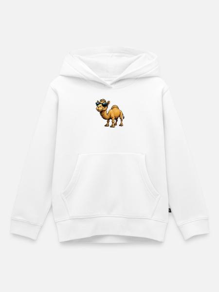 Kamel mit Sonnenbrille - Kinder Premium Organic Hoodie - Weiß