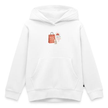 Verkäuferin in Rente – Aufgehende Sonne & Tasche - Kinder Premium Organic Hoodie - Weiß - Vorne - AI Model Kid Female (0cm)
