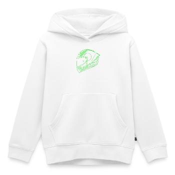 Casque vert néon - Visière - Sweat Premium à capuche enfant bio - blanc - Devant - AI Model Kid Female (0cm)