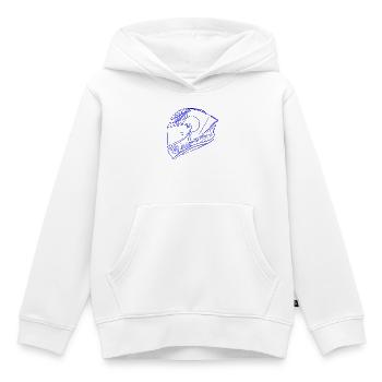 Neon blau Helm - Visier - Kinder Premium Organic Hoodie - Weiß - Vorne - AI Model Kid Female (0cm)