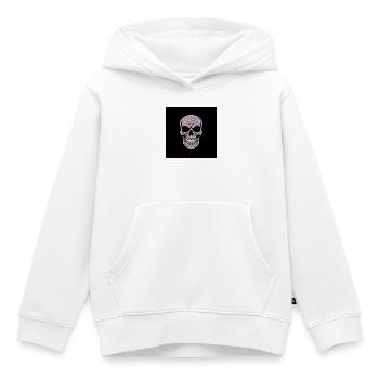 Glitzernder Totenschädel auf Schwarz - Kinder Premium Organic Hoodie - Weiß - Vorne - AI Model Kid Female (0cm)