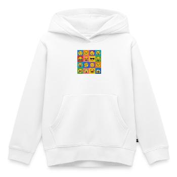 Smilies Grid – 16 bunte Cartoon Gesichter  - Kinder Premium Organic Hoodie - Weiß - Vorne - AI Model Kid Female (0cm)