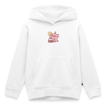 Süßes Schwein mit Geburtstagskuchen und Ballon - Kinder Premium Organic Hoodie - Weiß - Vorne - AI Model Kid Female (0cm)