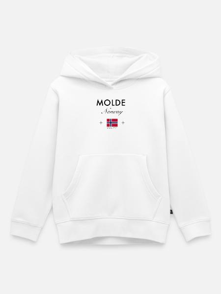 Molde Norwegen Koordinaten Reise Souvenir - Premium børne hættetrøje økologisk - hvid