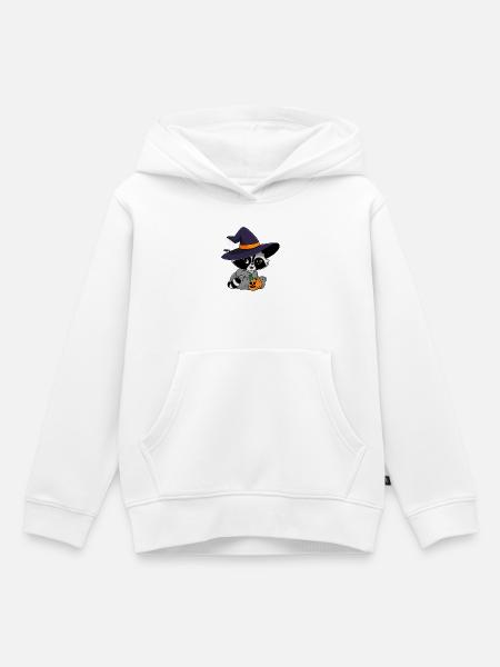 Snuggles der Waschbär im Halloweenkostüm. - Kinder Premium Organic Hoodie - Weiß