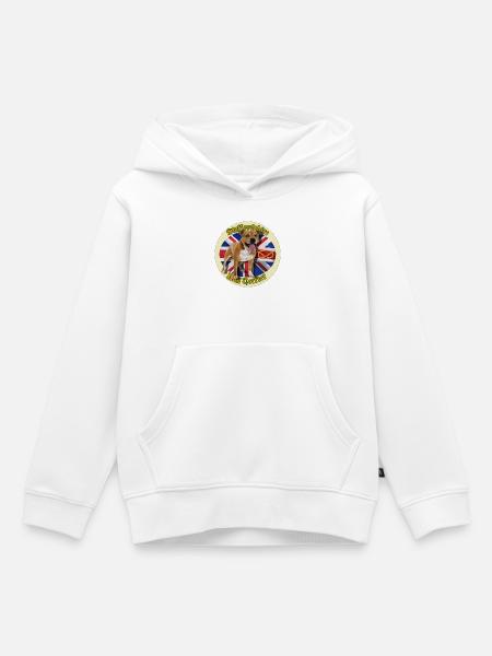 Red Staffie auf englischer Flagge – 014 - Kinder Premium Organic Hoodie - Weiß