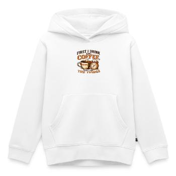 Zuerst trinke ich den Kaffee - Kinder Premium Organic Hoodie - Weiß - Vorne - AI Model Kid Female (0cm)