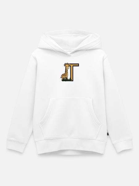 Giraffe und T Alphabet Design - Kinder Premium Organic Hoodie - Weiß