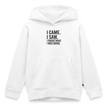 Ich kam, ich sah, ich vergaß, was ich tat. - Kinder Premium Organic Hoodie - Weiß - Vorne - AI Model Kid Female (0cm)