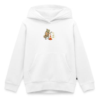 Chamäleon Fahrlehrer übt sicher mit Verkehrskegel - Kinder Premium Organic Hoodie - Weiß - Vorne - AI Model Kid Female (0cm)