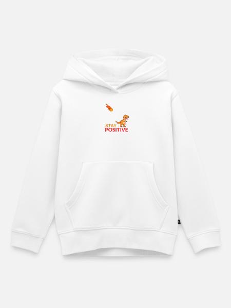 Dino-Meteor Bleib positiv - Kinder Premium Organic Hoodie - Weiß