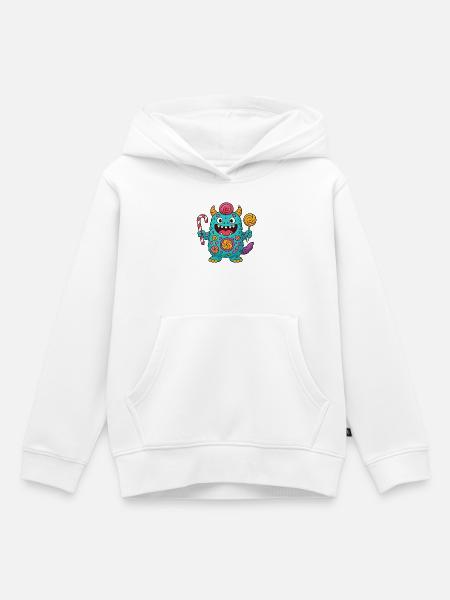 Niedliches Suessigkeiten Monster - Kinder Premium Organic Hoodie - Weiß