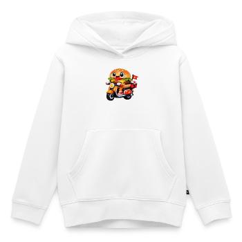 Kawaii Burger auf dem Motorrad - Kinder Premium Organic Hoodie - Weiß - Vorne - AI Model Kid Female (0cm)