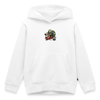 Schildkröte als Rennwagen-Mechaniker Boxenstopp - Kinder Premium Organic Hoodie - Weiß - Vorne - AI Model Kid Female (0cm)