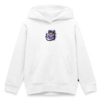 Süßer Drache mit D20 Würfel – Pen & Paper - Kinder Premium Organic Hoodie - Weiß - Vorne - AI Model Kid Female (0cm)