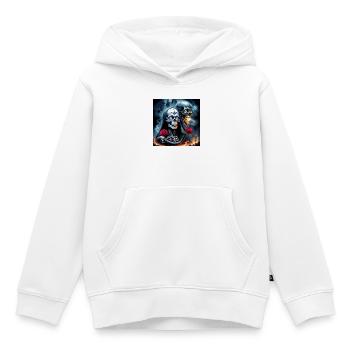 Zwillingsschädel in Flammen - Kinder Premium Organic Hoodie - Weiß - Vorne - AI Model Kid Female (0cm)