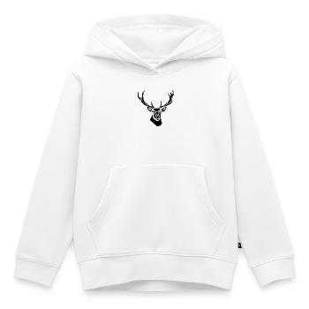 Schwarzes Grafisches Reh – Geometrisches Porträt - Kinder Premium Organic Hoodie - Weiß - Vorne - AI Model Kid Female (0cm)