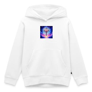 Blüten-Lotuskreuz am Sternenhimmel - Kinder Premium Organic Hoodie - Weiß - Vorne - AI Model Kid Female (0cm)