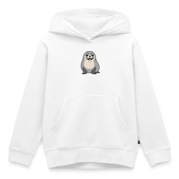 Fluffy seal nature design - Kids Premium Organic Hoodie - white - Front - AI Model Kid Female (0cm)