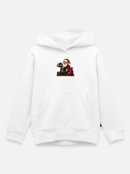 Santa christmas coffeeshop - Kinder Premium Organic Hoodie - Weiß