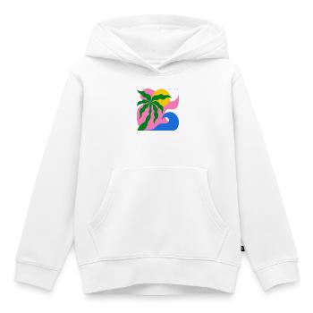 Abstrakte Palme & Sonne: Sommer Design - Kinder Premium Organic Hoodie - Weiß - Vorne - AI Model Kid Female (0cm)