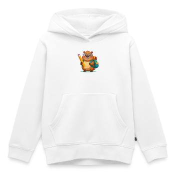 Biber zur Einschulung – Schulanfang mit Bleistift - Kinder Premium Organic Hoodie - Weiß - Vorne - AI Model Kid Female (0cm)