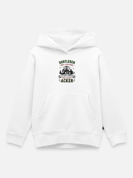 Dorfleben Traktor gegen Städteleben - Kinder Premium Organic Hoodie - Weiß
