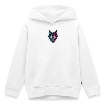 Wolf Head Neon - Kids Premium Organic Hoodie - white - Front - AI Model Kid Female (0cm)