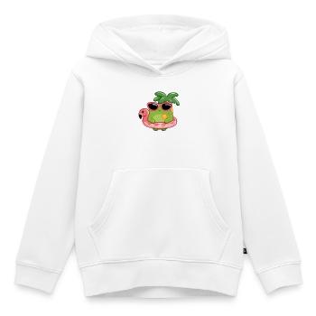 Sommerlicher Frosch mit Sonnenbrille und Flamingo  - Kinder Premium Organic Hoodie - Weiß - Vorne - AI Model Kid Female (0cm)