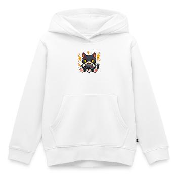Angry pixel cat with controller - Kids Premium Organic Hoodie - white - Front - AI Model Kid Female (0cm)