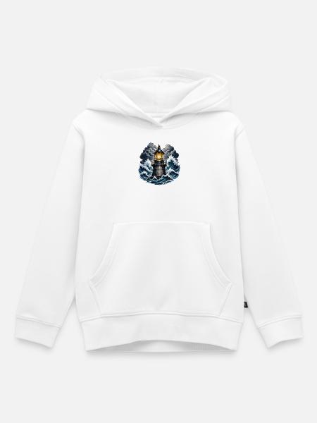 Leuchtturm im Sturm - Kinder Premium Organic Hoodie - Weiß