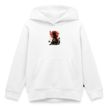 Katzen-Samurai am Sonnenuntergang - Kinder Premium Organic Hoodie - Weiß - Vorne - AI Model Kid Female (0cm)